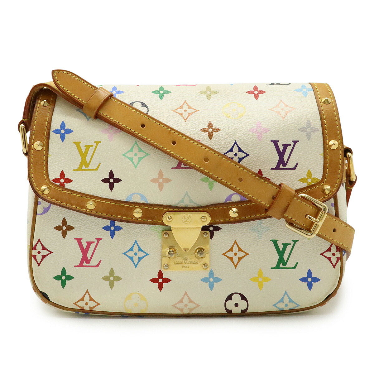 LOUIS VUITTON ルイ ヴィトン モノグラムマルチ色合い ソローニュ ショルダーバッグ 曲がった掛け ブロン 白 白いこと M92661 【中古】