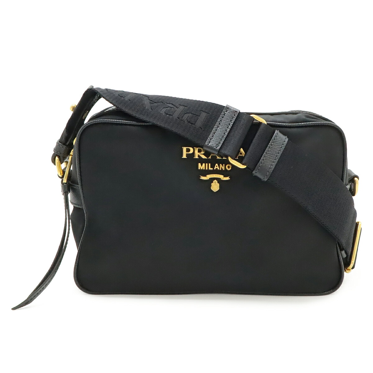 PRADA プラダ ショルダーバッグ ポシェット 曲がった掛け 2WAY 合切袋 クラッチペダル御徒面子 ナイロン なめし革 NERO 黒いこと 黒 逃げ口品 1BH089 【中古】