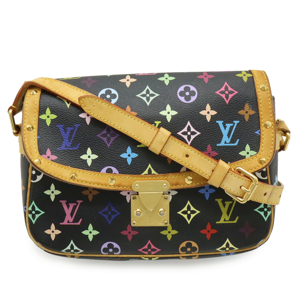 LOUIS VUITTON ルイ ヴィトン モノグラムマルチ色合い ソローニュ ショルダーバッグ ポシェット 曲がった掛け ノワール 黒 黒いこと M92639 【中古】
