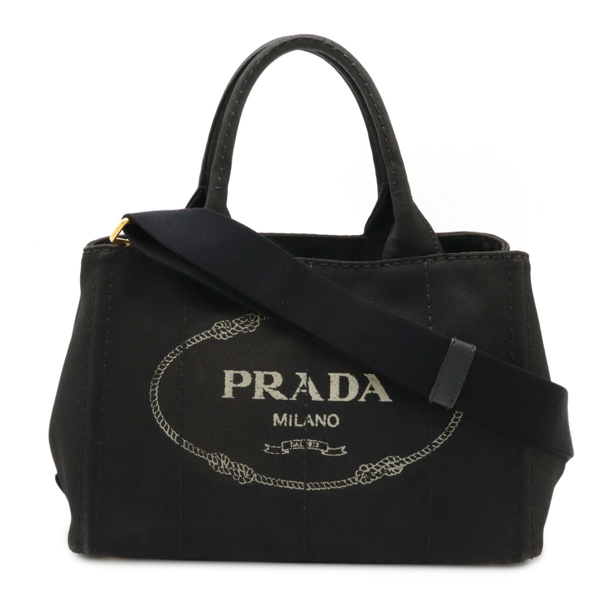 PRADA CANAPA ブラック バッグ　トートバッグ　2way CANAPA プラダ PRADA 2wayキャンバストートバッグ ブラック 黒