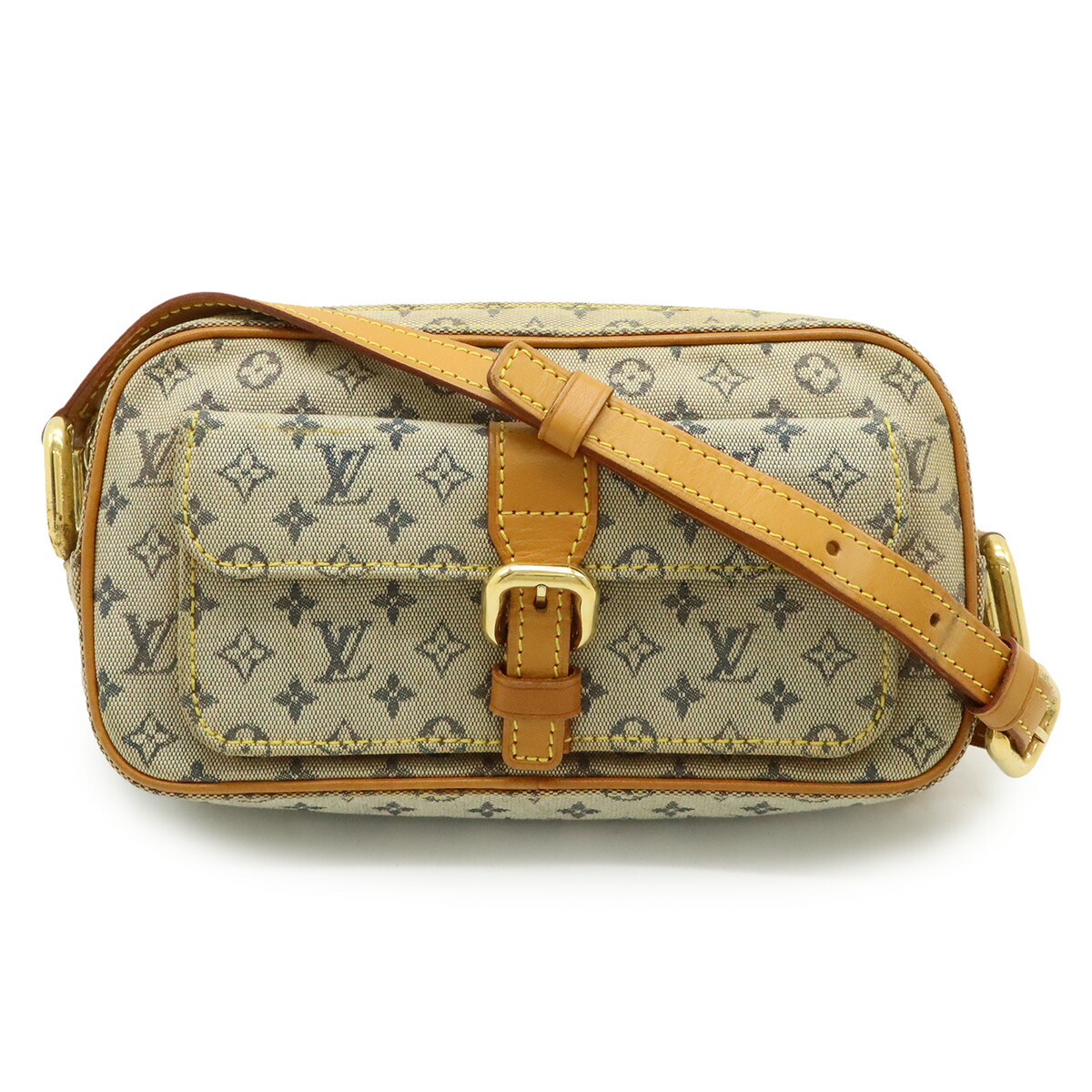 LOUIS VUITTON ルイ ヴィトン モノグラムミニ ジュリエットMM ショルダーバッグ ポシェット 斜め掛け キャンバス レザー 青 ブルー M92004 【中古】