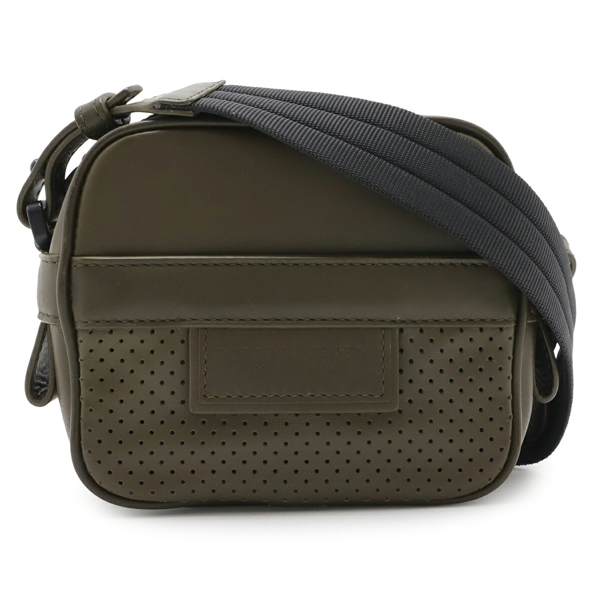 BOTTEGA VENETA ボッテガ ヴェネタ ボッテガベネタ レッジェーロ パンチング ショルダーバッグ ポシェット レザー カーキ ブラック 黒 566753 【中古】