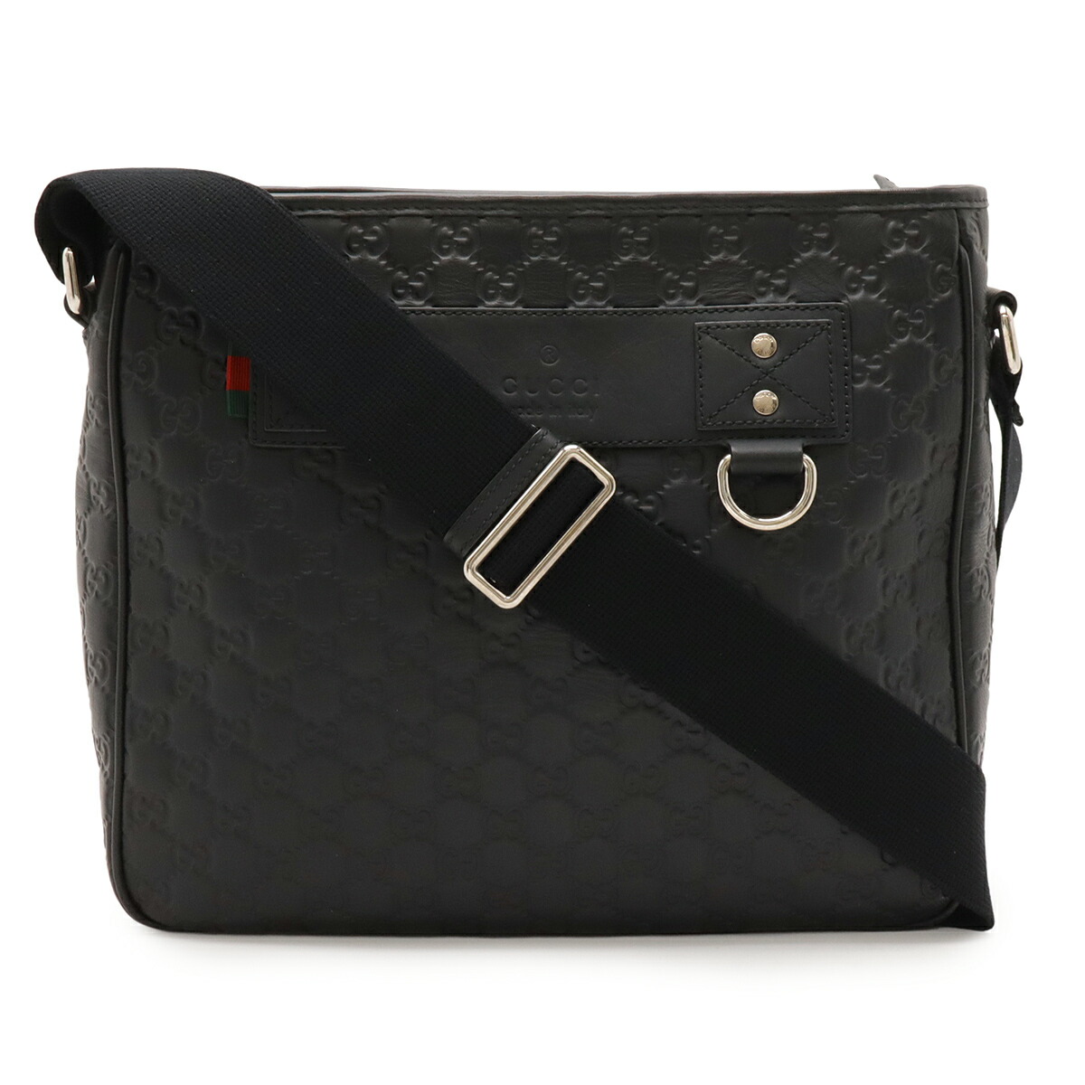 GUCCI グッチ グッチシマ シェリーライン ショルダーバッグ メッセンジャーバッグ ラバーコーティングレザー ブラック 黒 シルバー金具 322080 【中古】