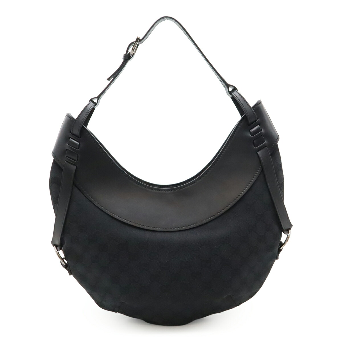 【希少】グッチ ハンドバッグ GGキャンバス レザー ブラック GUCCI - 【美品】グッチ ミニ トートバッグ ハンドバッグ GG