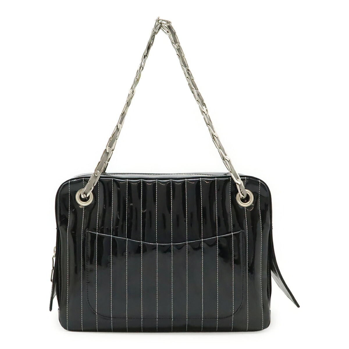 CHANEL シャネル ニューマドモアゼル チェーンショルダー ショルダーバッグ セミショルダー トートバッグ レザー ブラック 黒 シルバー金具 【中古】