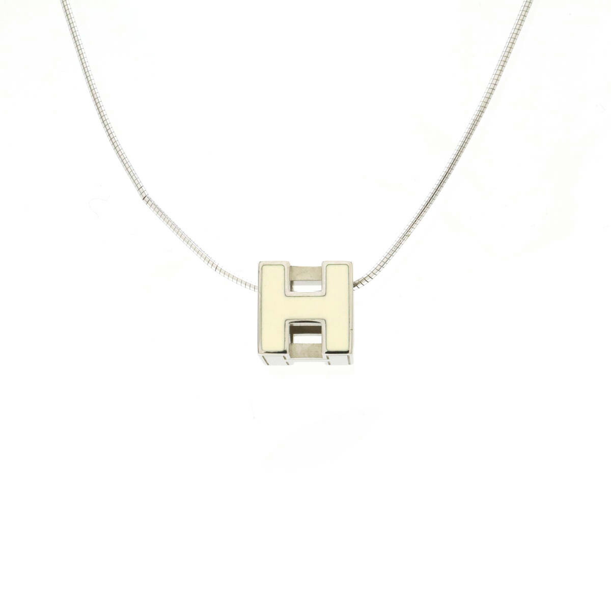 エルメス ペンダント カージュ ド H  イエロー x シルバー HERMES エルメス ネックレス レディース ブランド カージュド
