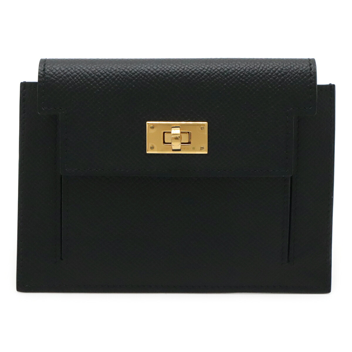 HERMES エルメス ケリーポケット コンパクト コインケース 小銭入れ コインパース ヴォーエプソン レザー ブラック 黒 ゴールド金具 Y刻印 【中古】｜Blumin 店