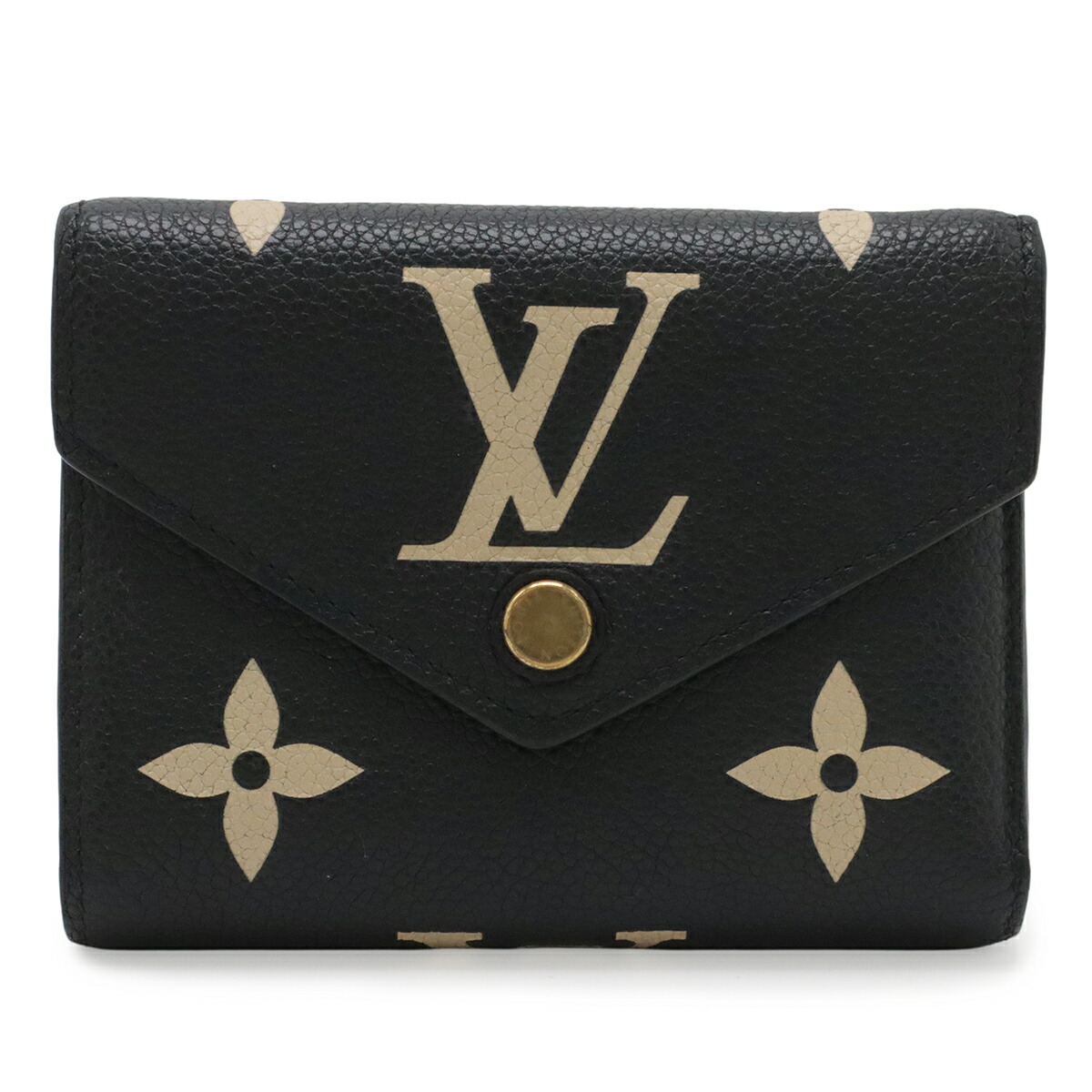 LOUIS VUITTON ルイ ヴィトン モノグラムアンプラント ポルトフォイユ ヴィクトリーヌ 3つ折紙入れ 三つ折り バイ色つや 黒いこと ベージュ M80968 【中古】