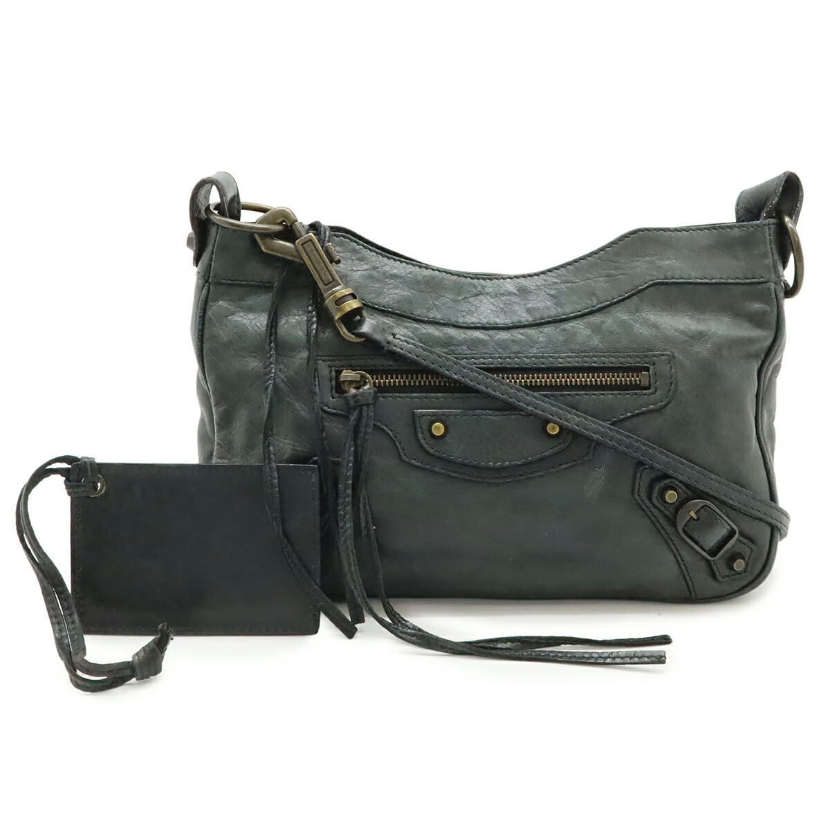 BALENCIAGA バレンシアガ ザ ヒップ ショルダーバッグ 斜め掛け ポシェット レザー ダークグリーン 緑 242803 【中古】｜Blumin 店