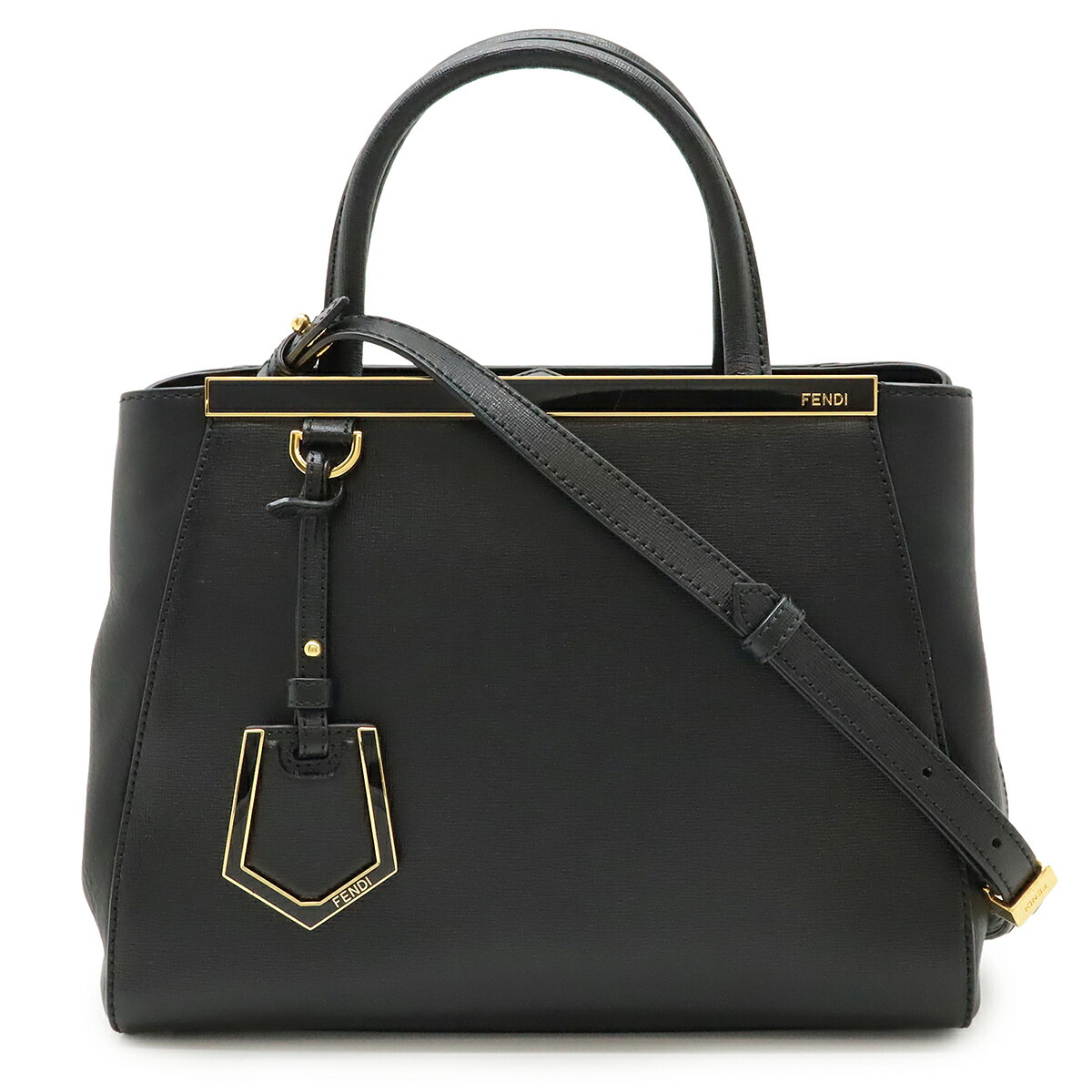 【極美品】フェンディ プチトゥージュール 2way レザー ネイビー系 フェンディ プチトゥージュール レザー 2WAYハンドバッグ ブルー