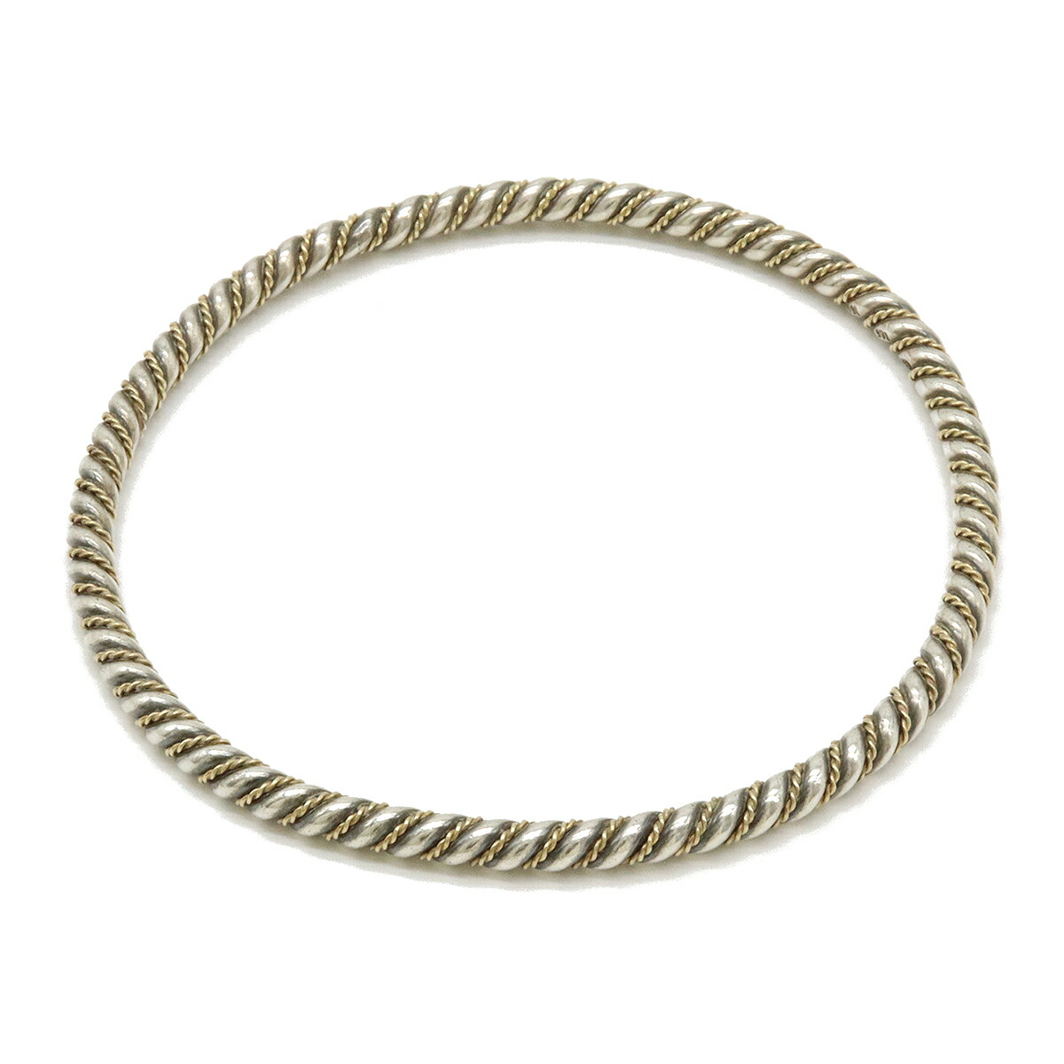 TIFFANY&Co. ティファニー ツイスト バングル ブレスレット SV925 シルバー 750YG イエローゴールド 【中古】