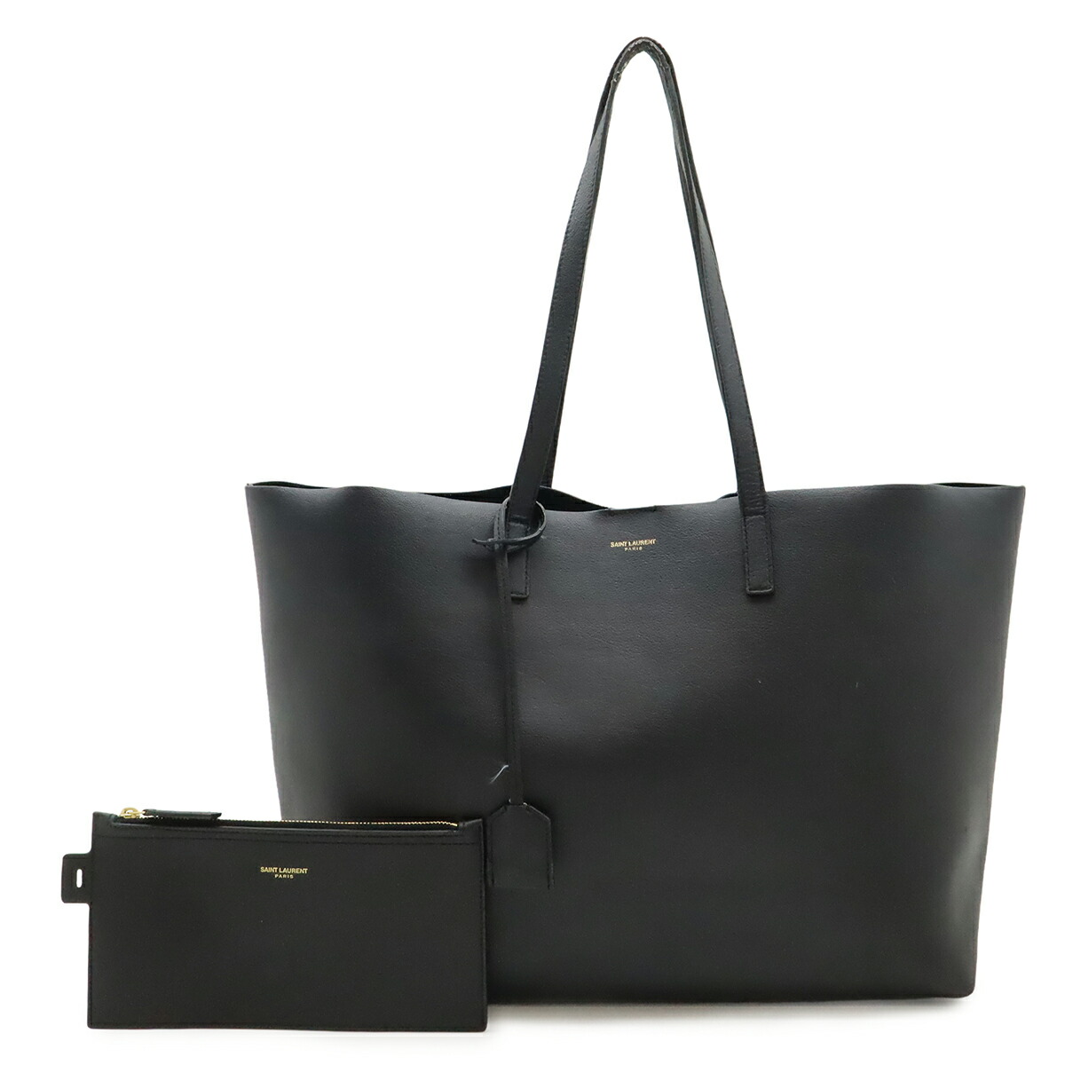 SAINT LAURENT PARIS サン ローラン 光の都市 YSL イブサンローラン ショッピングトート ショルダーバッグ なめし革 黒いこと 黒 合切袋付き添い人 394195 【中古】