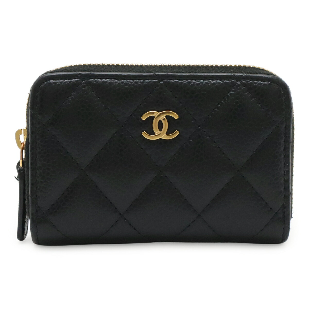 CHANEL シャネル マトラッセ ココマーク 古典派音楽 ジップ 鋳貨金入れ コインケース 釣り銭入れ キャビアひと肌 なめし革 黒いこと 黒 AP0216 【中古】