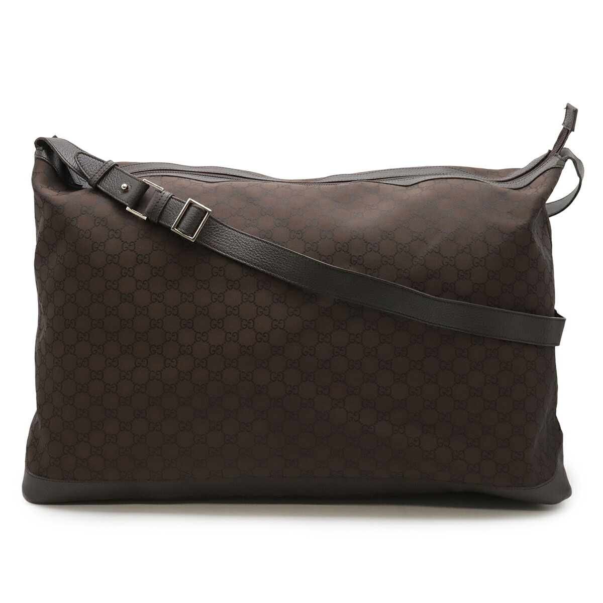 GUCCI グッチ GGナイロン ショルダーバッグ ボストンバッグ トラベルバッグ 旅行 レザー ブラウン 茶 アウトレット品 105669 【中古】