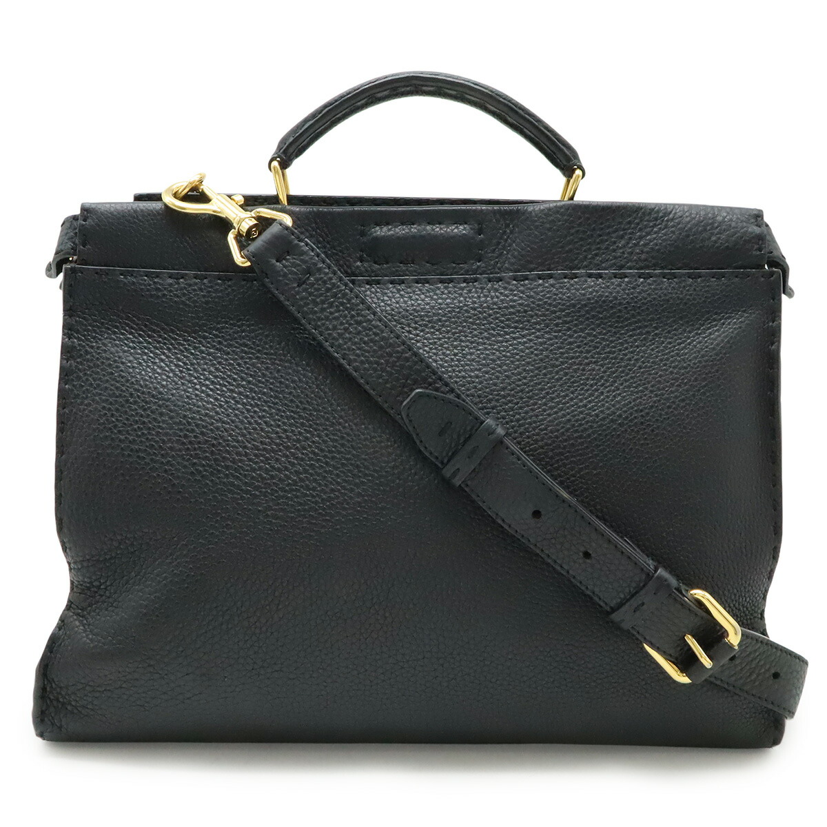 FENDI フェンディ セレリア ピーカブー 填まる 商行為御徒面子 ブリーフ入れもの ハンドバック 2WAY ショルダーバッグ なめし革 黒いこと 黒 7VA406 【中古】