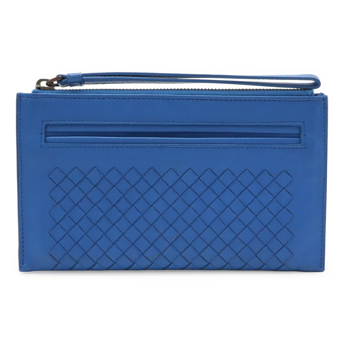 BOTTEGA VENETA ボッテガ ヴェネタ ボッテガベネタ イントレチャート クラッチペダル御徒面子 二つ目御徒面子 なめし革 青み 青 【中古】