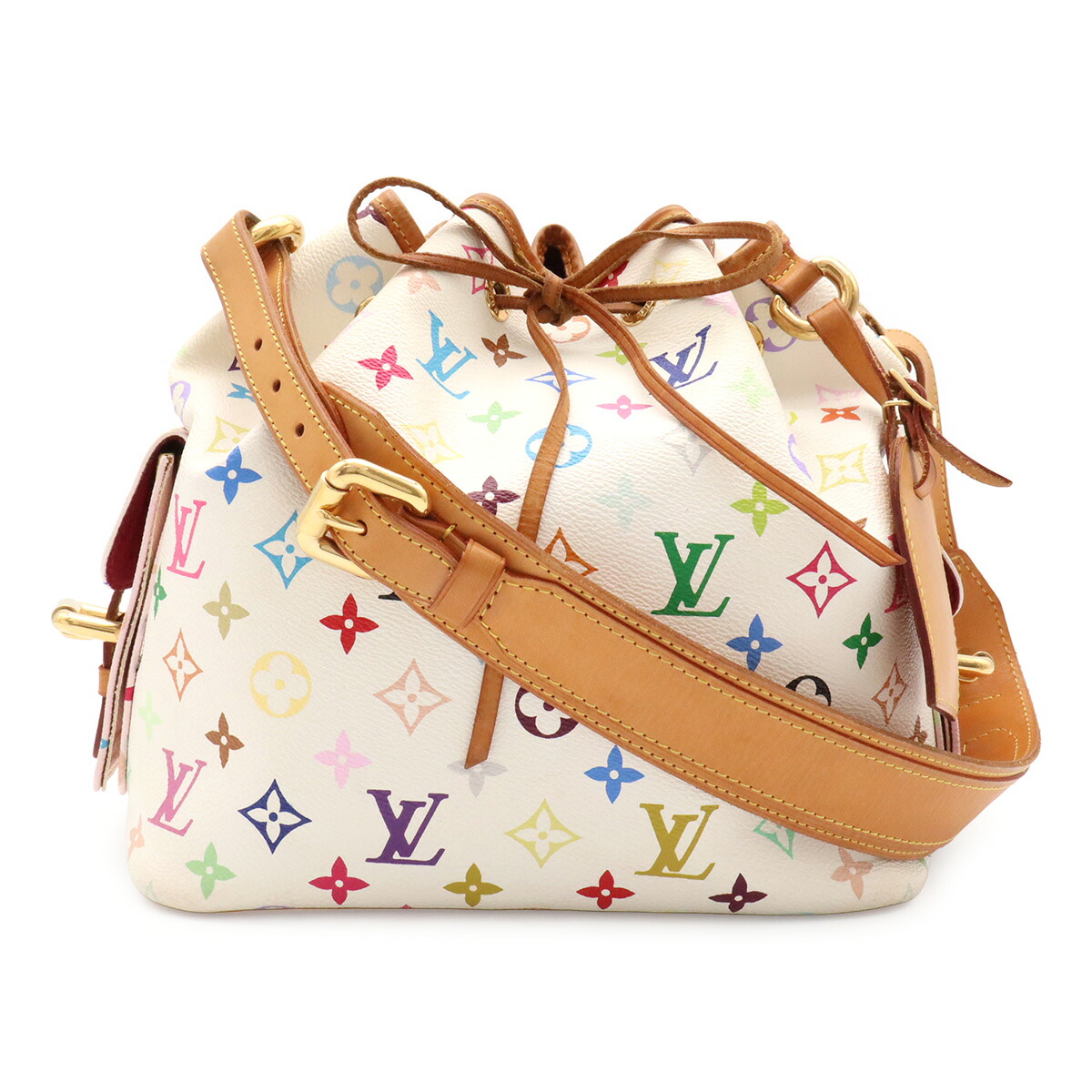 LOUIS VUITTON ルイ ヴィトン モノグラムマルチカラー プチノエ ショルダーバッグ 巾着型 ブロン 白 ホワイト M42229 【中古】|Blumin 店