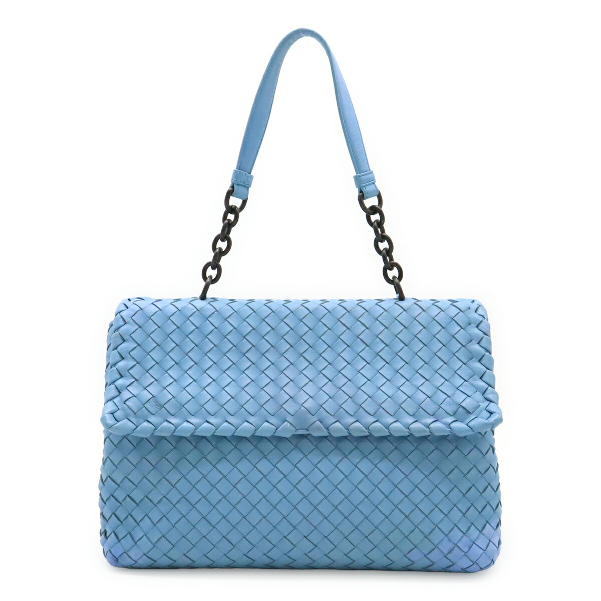 BOTTEGA VENETA ボッテガ ヴェネタ イントレチャート オリンピア チェーン店肩先 ショルダーバッグ 一肩先 なめし革 ともし火青み 355724 【中古】