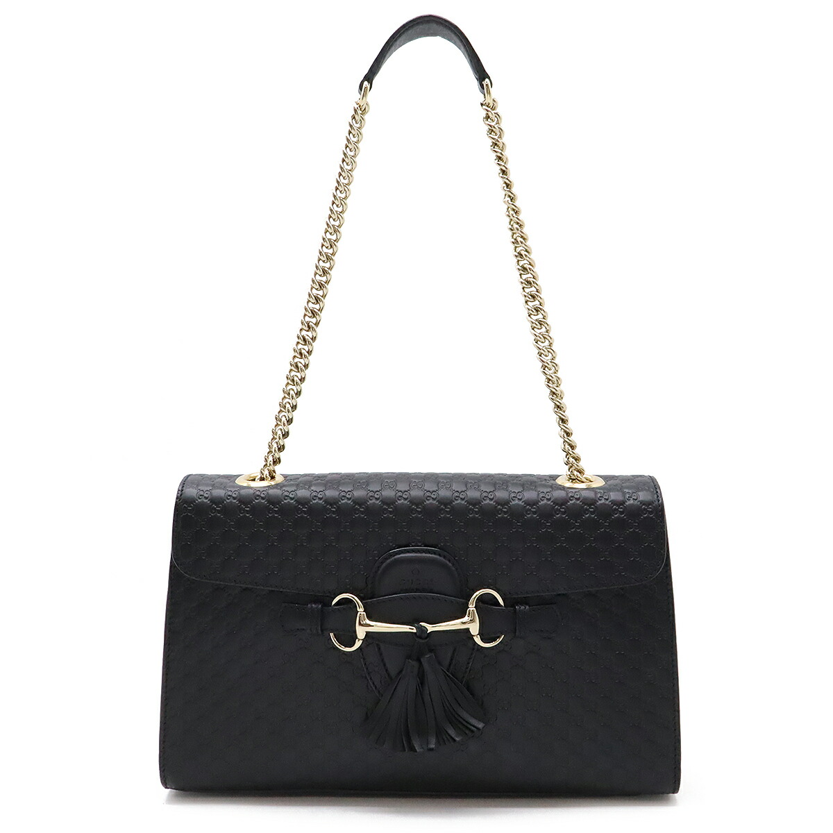 Gucci ブラックレザー ショルダーバッグ GUCCI ブラックレザーショルダーバッグ
