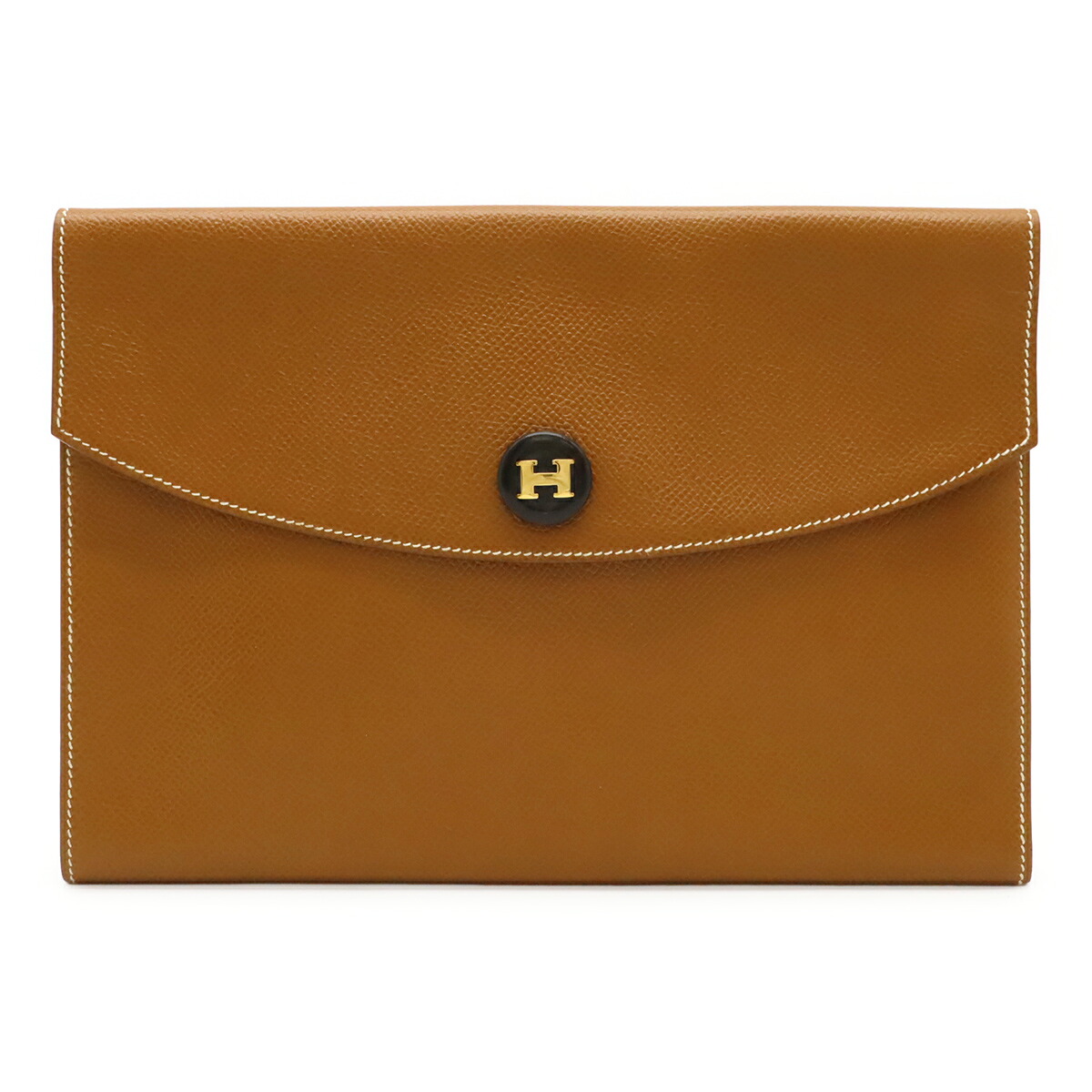 HERMES エルメス ポシェットリオ クラッチペダル御徒面子 二番目御徒面子 白木名取り草 クシュベル ゴールド 赤銅色 茶 ○T目じるし 【中古】