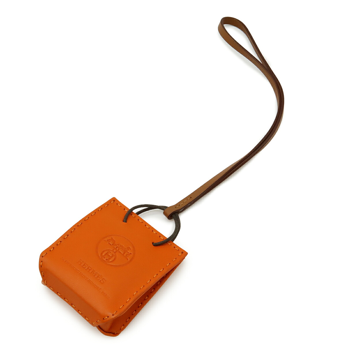 HERMES エルメス サック オランジュ バッグチャーム ショッパーモチーフ アニョーミロ ヴォースイフト フー オレンジ ゴールド ブラウン Y刻印 【中古】 22,960円
