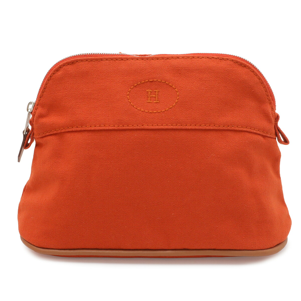 HERMES エルメス ボリードポーチ20 かざり付ける車寄せ コスメポーチ マルチ車寄せ 小入れもの 帆布 なめし革 赤いことオレンジ色系 【中古】