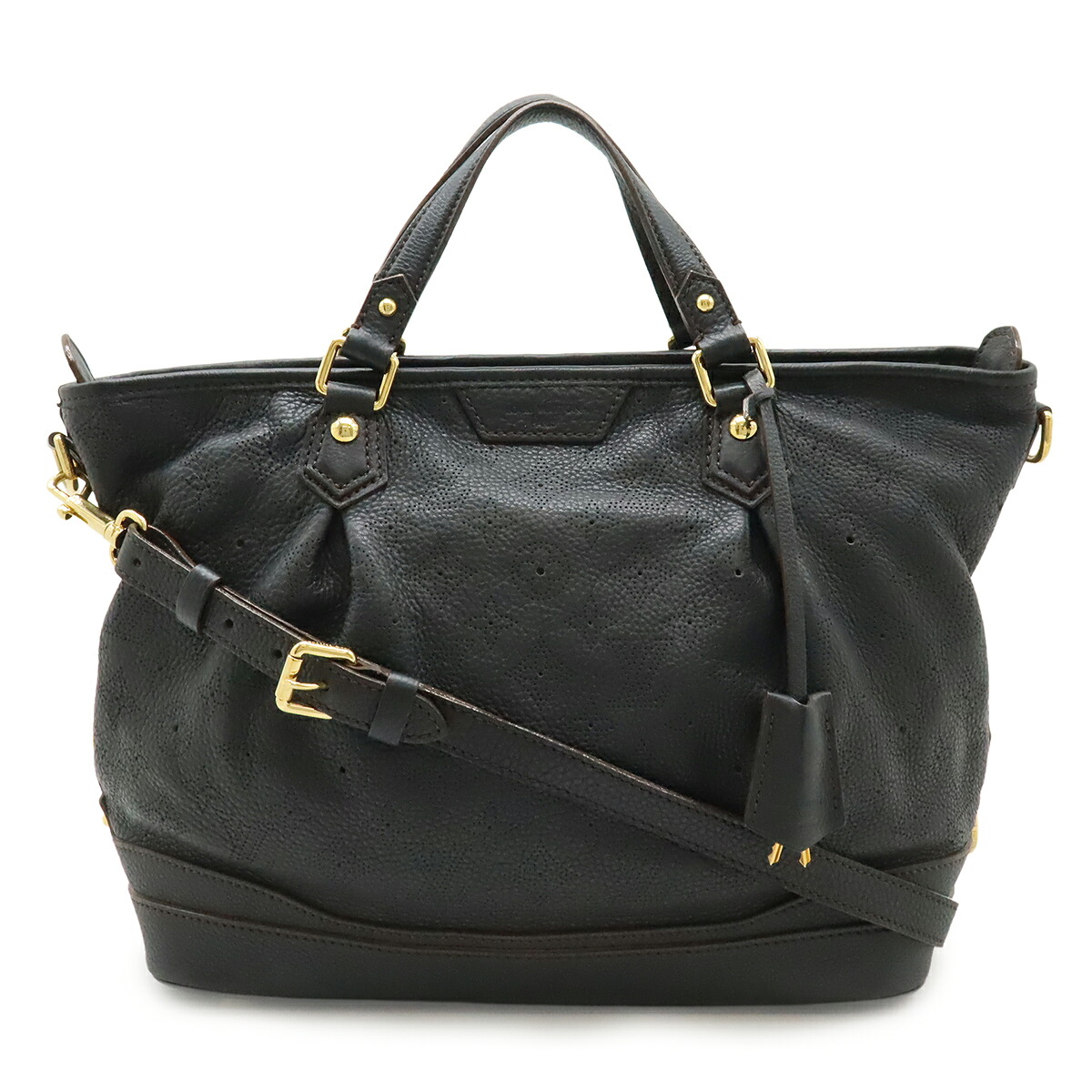 LOUIS VUITTON ルイ ヴィトン モノグラムマヒナ 中心柱PM トートバッグ ハンドバック 2WAY ショルダーバッグ なめし革 ノワール 黒 黒いこと M93177 【中古】