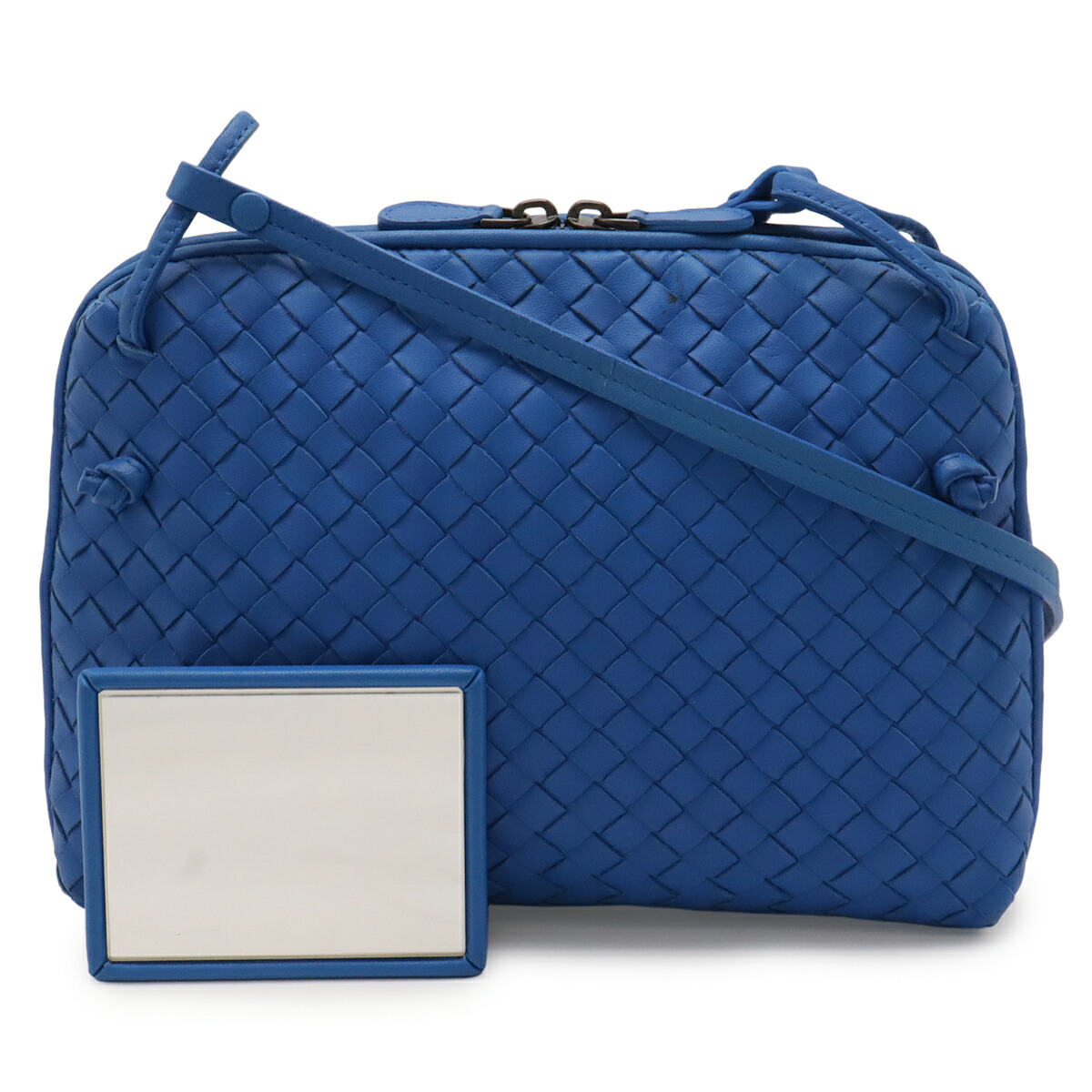 BOTTEGA VENETA ボッテガ ヴェネタ イントレチャート ノディーニ ショルダーバッグ ポシェット 曲がった掛け なめし革 青み 青 245354 【中古】