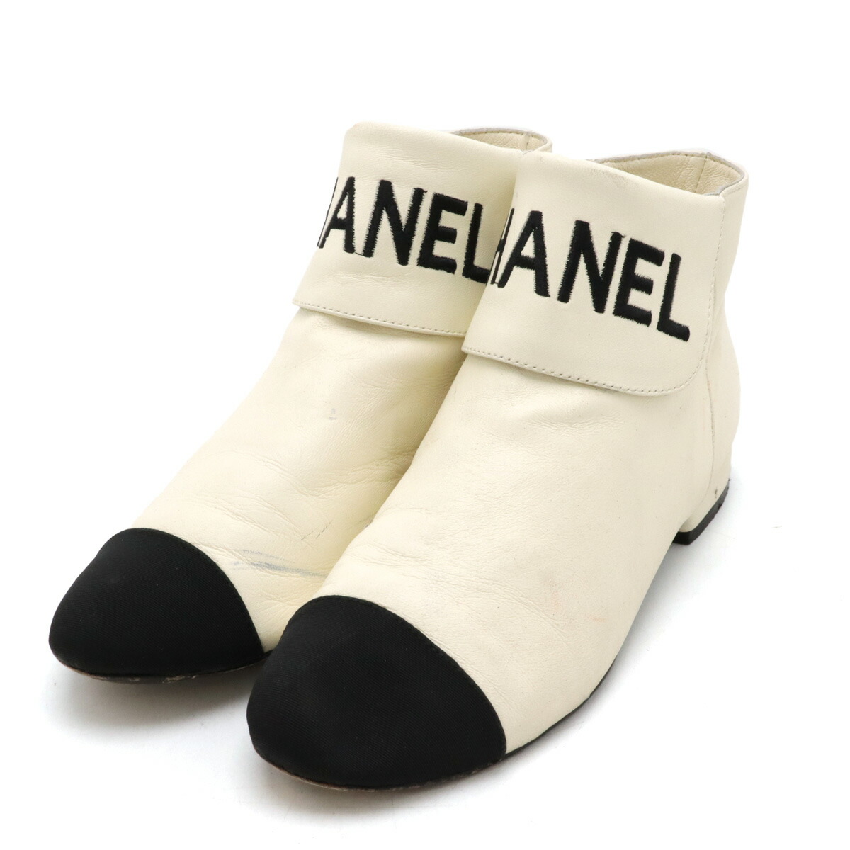 楽天市場】CHANEL シャネル G37927 アンクルブーツ ホワイト×ブラック