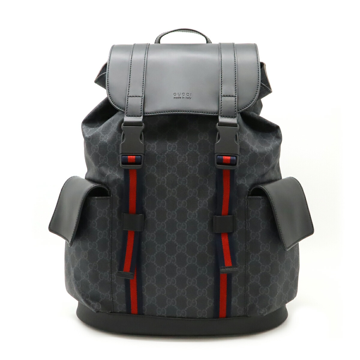 グッチ GGスプリーム ウェブ PVCレザー バックパック 443805 GUCCI - GUCCI グッチ ウェブ GGスプリーム シェリーライン