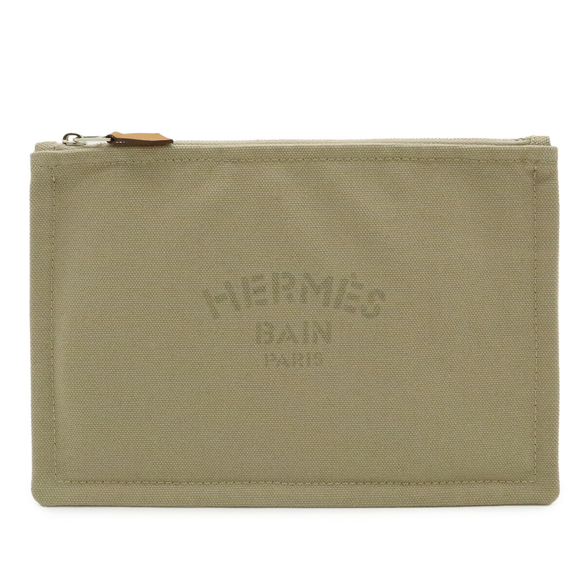 HERMES エルメス ニューヨッティングPM 滑っこい合切袋 かざり付ける合切袋 コスメポーチ 小入れもの 帆布 なめし革 砂子ベージュ 【中古】