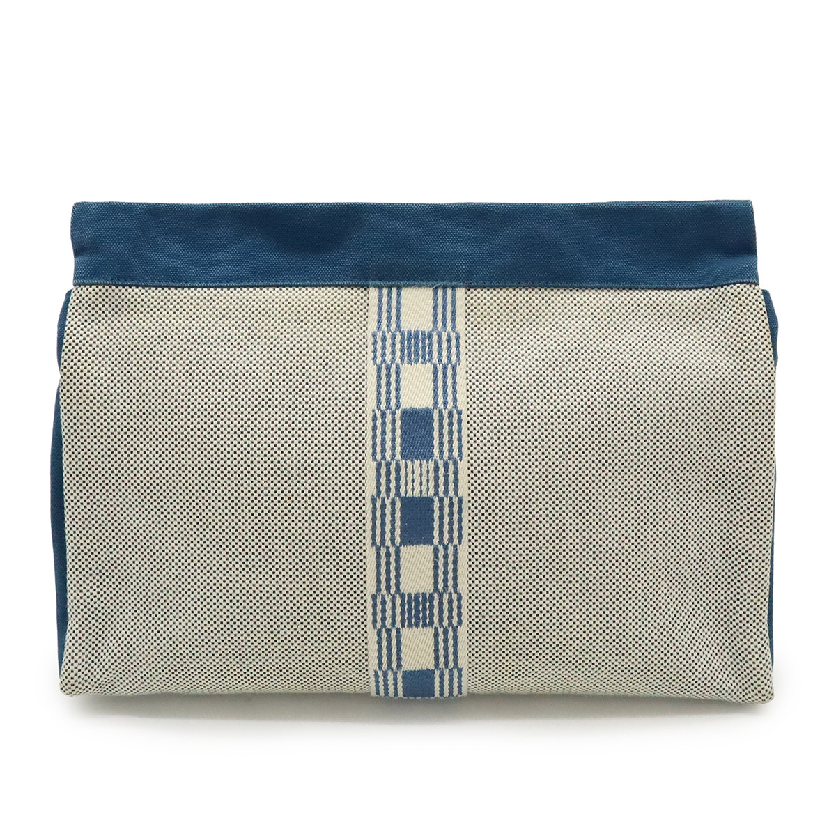 HERMES エルメス ジメトゥ GM クラッチバッグ セカンドバッグ トラベルポーチ マルチケース キャンバス ブルー アイボリー 【中古】｜Blumin 店