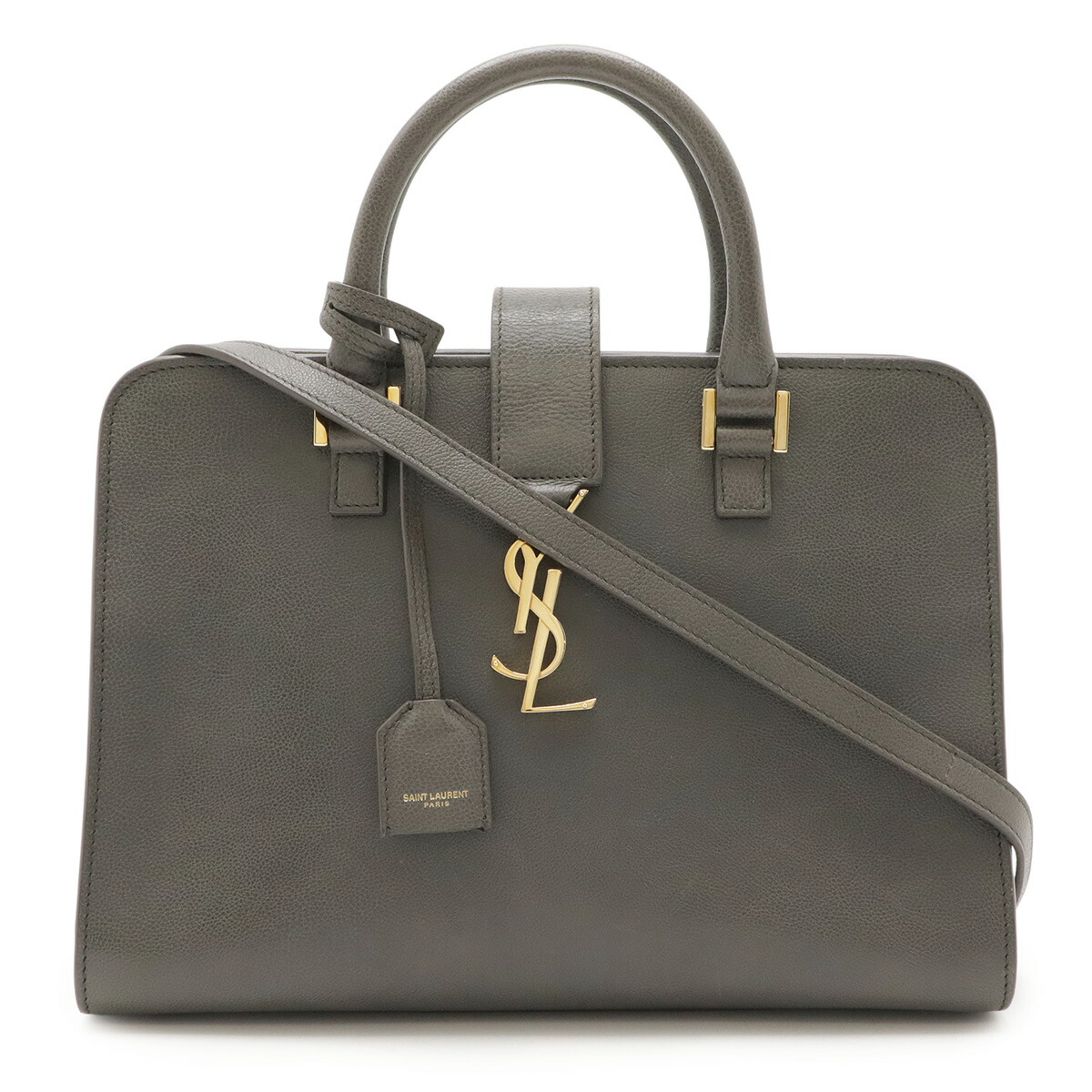 SAINT LAURENT PARIS サン ローラン 光の都市 YSL イブサンローラン スモールカバス ハンドバック 2WAYショルダーバッグ なめし革 薄墨色 568850 【中古】