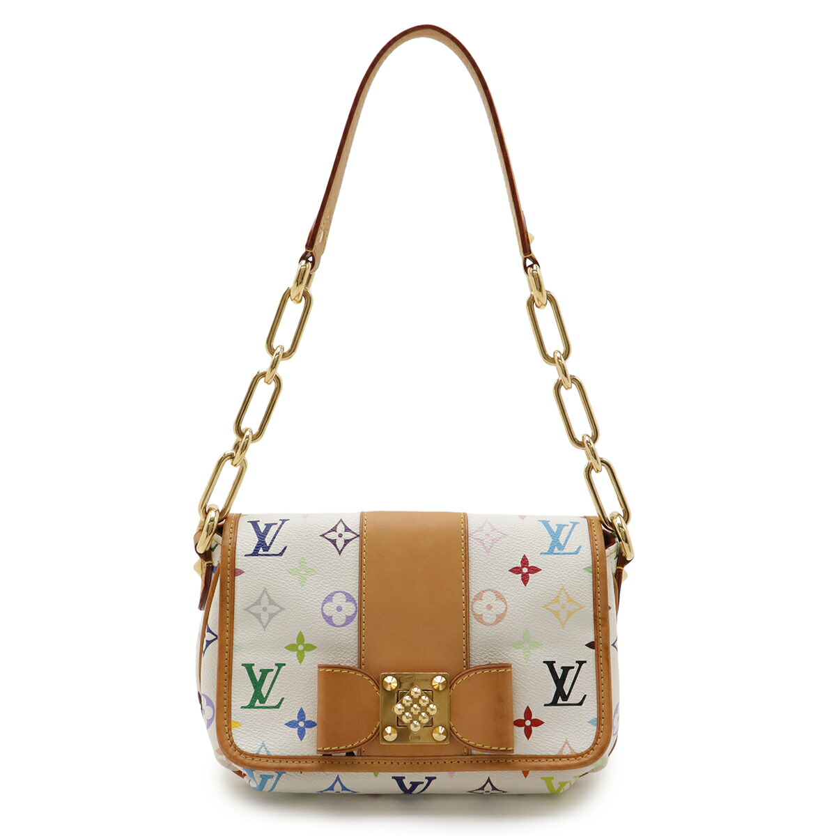 LOUIS VUITTON ルイ ヴィトン モノグラムマルチカラー パティ ショルダーバッグ ワンショルダー チェーンバッグ リボン ブロン 白 ホワイト M40305 【中古】