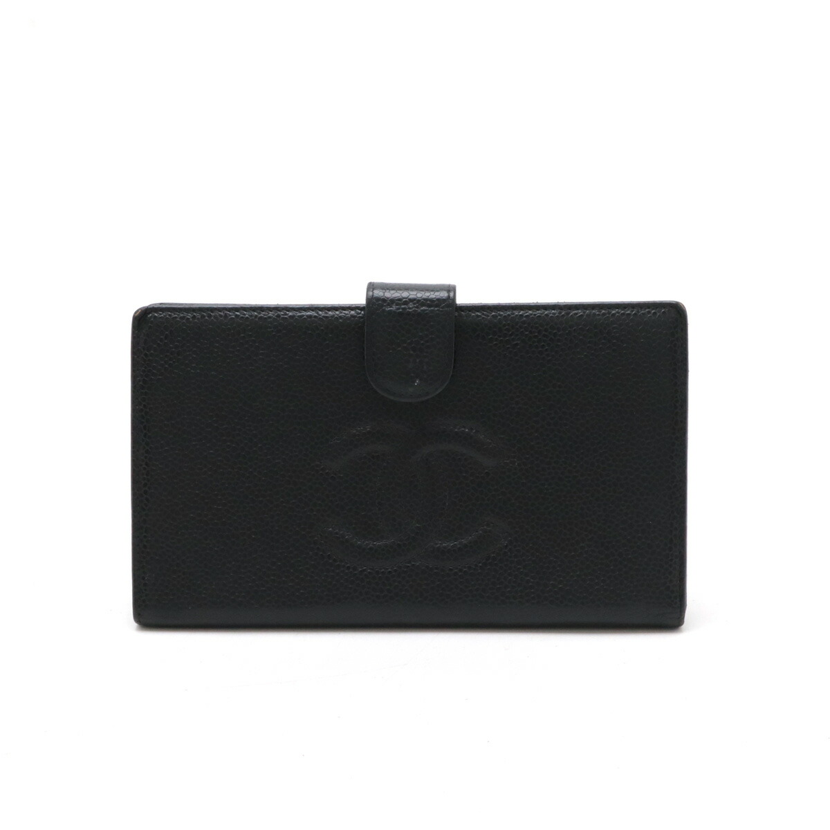 【良品】CHANEL シャネル ココマーク キャビアスキン がま口 長財布 CHANEL シャネル 二つ折りがま口長財布 ココマーク キャビア