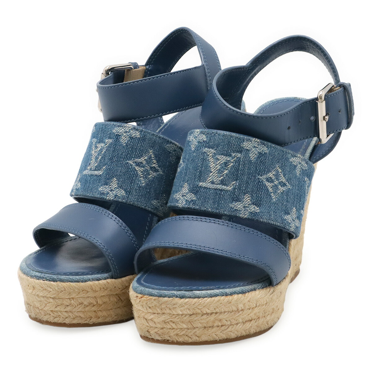 楽天市場】ルイヴィトン モノグラムデニム ウェッジソールサンダル
