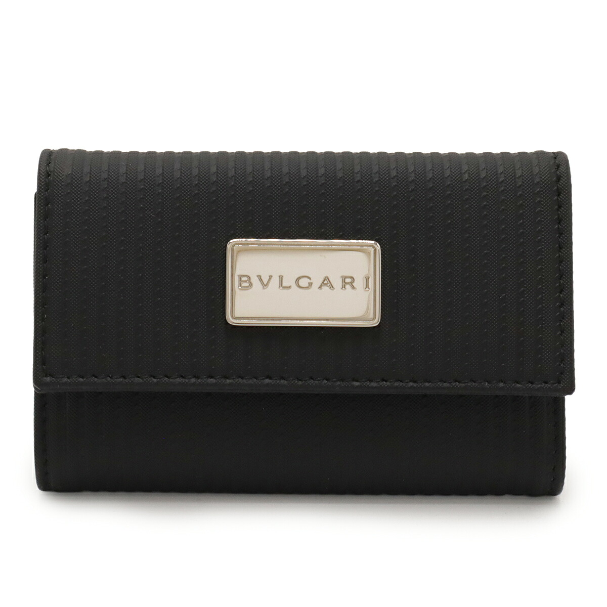 BVLGARI ブルガリ ミレリゲ 6連キーケース コーティッドヘリテージキャンバス レザー ブラック 黒 シルバー金具 25559 【中古】