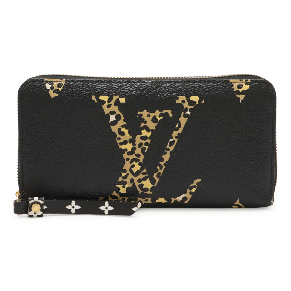 LOUIS VUITTON ルイ ヴィトン モノグラムジャングル ジャイアント ジッピーウォレット ラウンドファスナー 長財布 レオパード 豹柄 ノワール M44744 【中古】