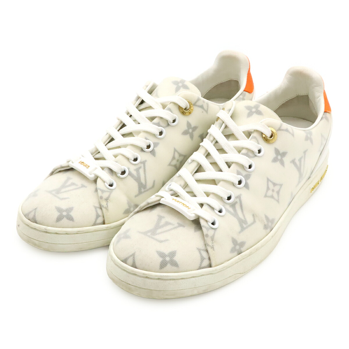 LOUIS VUITTON ルイ ヴィトン フロントロー ライン スニーカー モノグラム ファブリック ホワイト オレンジ #37 1/2 日本サイズ約24cm 【中古】｜Blumin 店