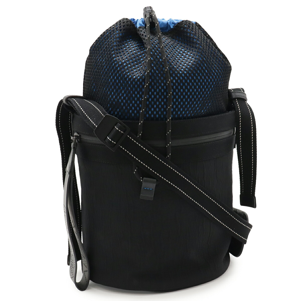 BOTTEGA VENETA ボッテガ ヴェネタ ショルダーバッグ バケツバッグ ドローストリングバッグ 巾着 メッシュ ナイロン ブラック 黒 ブルー 青 570185 【中古】 27,170円