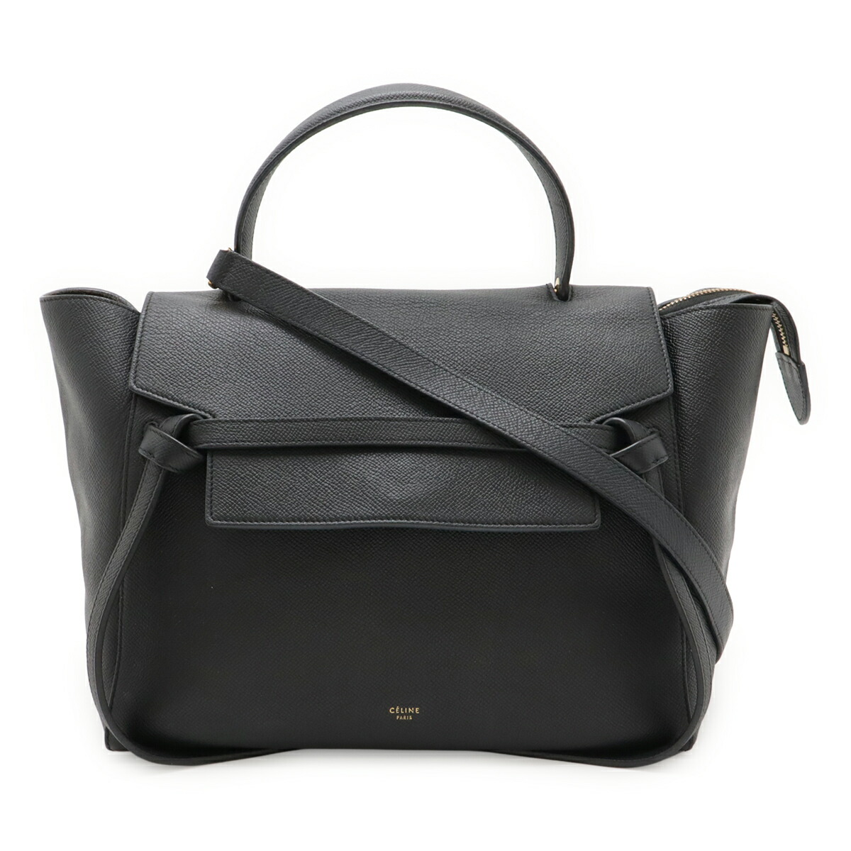 CELINE セリーヌ 胴締め御徒面子 ミニ ハンドバック 2WAY ショルダーバッグ 空蝉肩部 肩かけ なめし革 黒いこと 黒 ゴールド金具 176103 【中古】