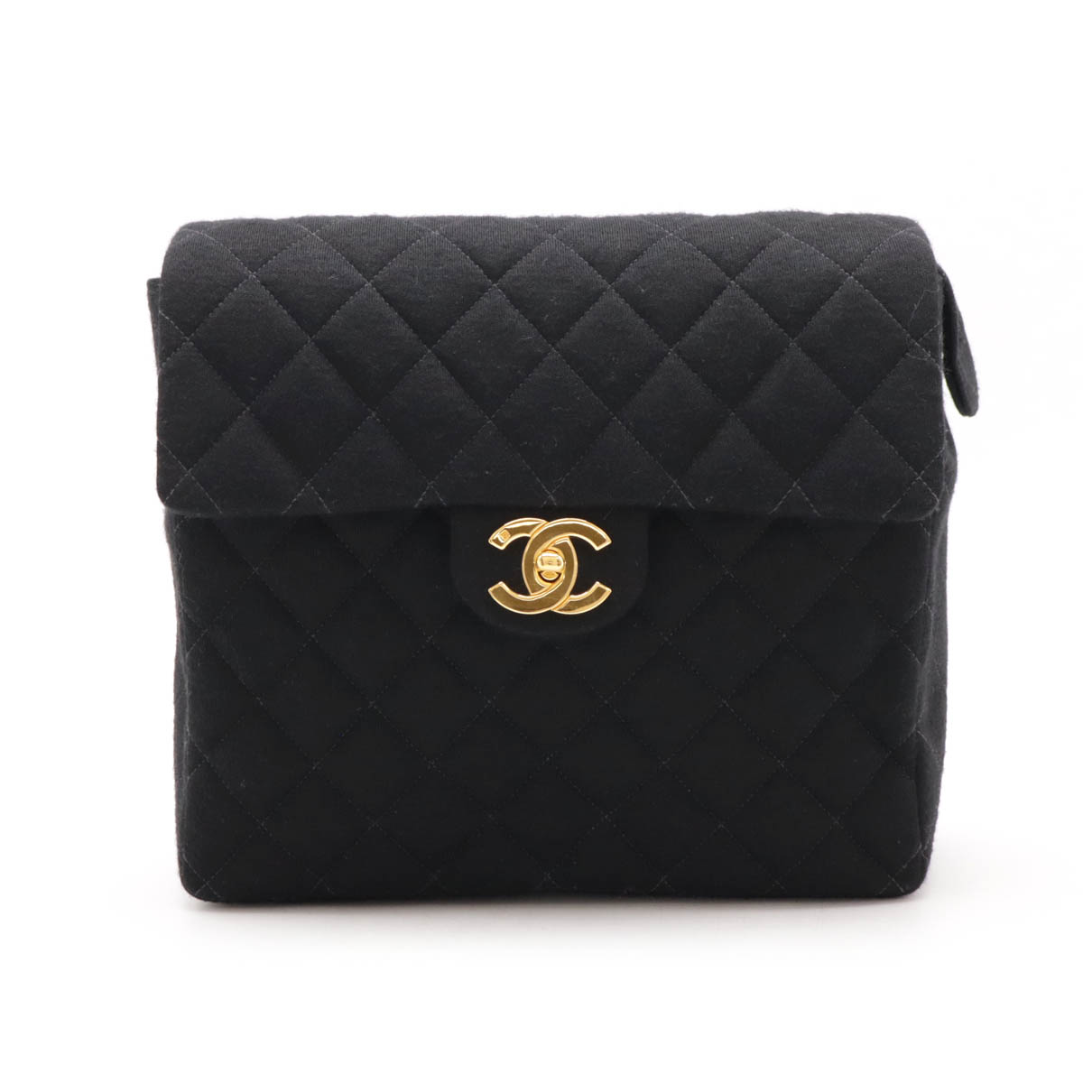 CHANEL シャネル マトラッセ ココマーク チェーンショルダー バックパック リュックサック コットンジャージー レザー ブラック ゴールド金具 【中古】｜Blumin 店