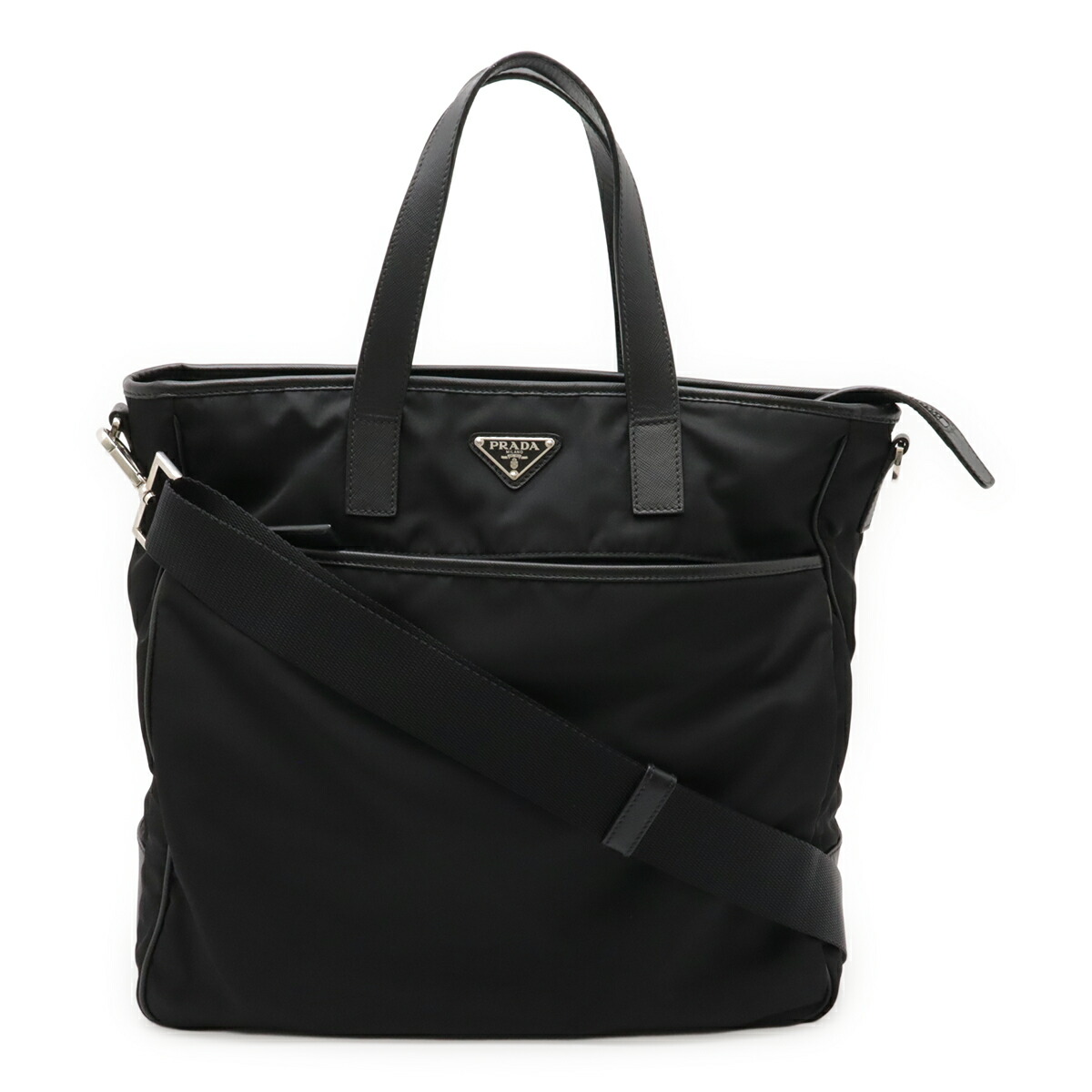 Prada ブラックナイロンバッグ プラダ PRADA ボストンバッグ ナイロン 三角ロゴプレート 黒