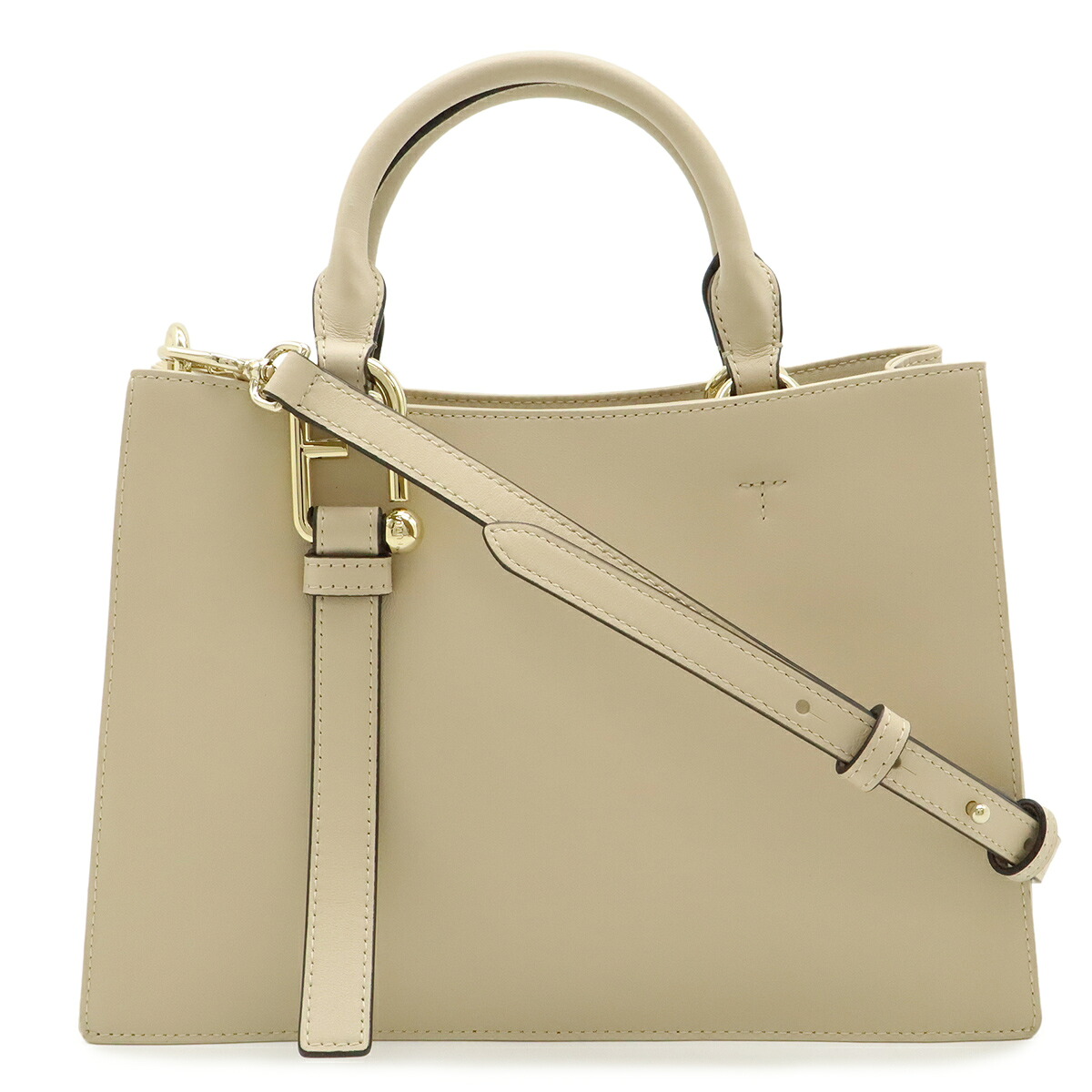 FURLA フルラ NUVOLA M ヌヴォラ ハンドバッグ 2WAY ショルダーバッグ 斜め掛け レザー ライトベージュ ゴールド金具 【中古】