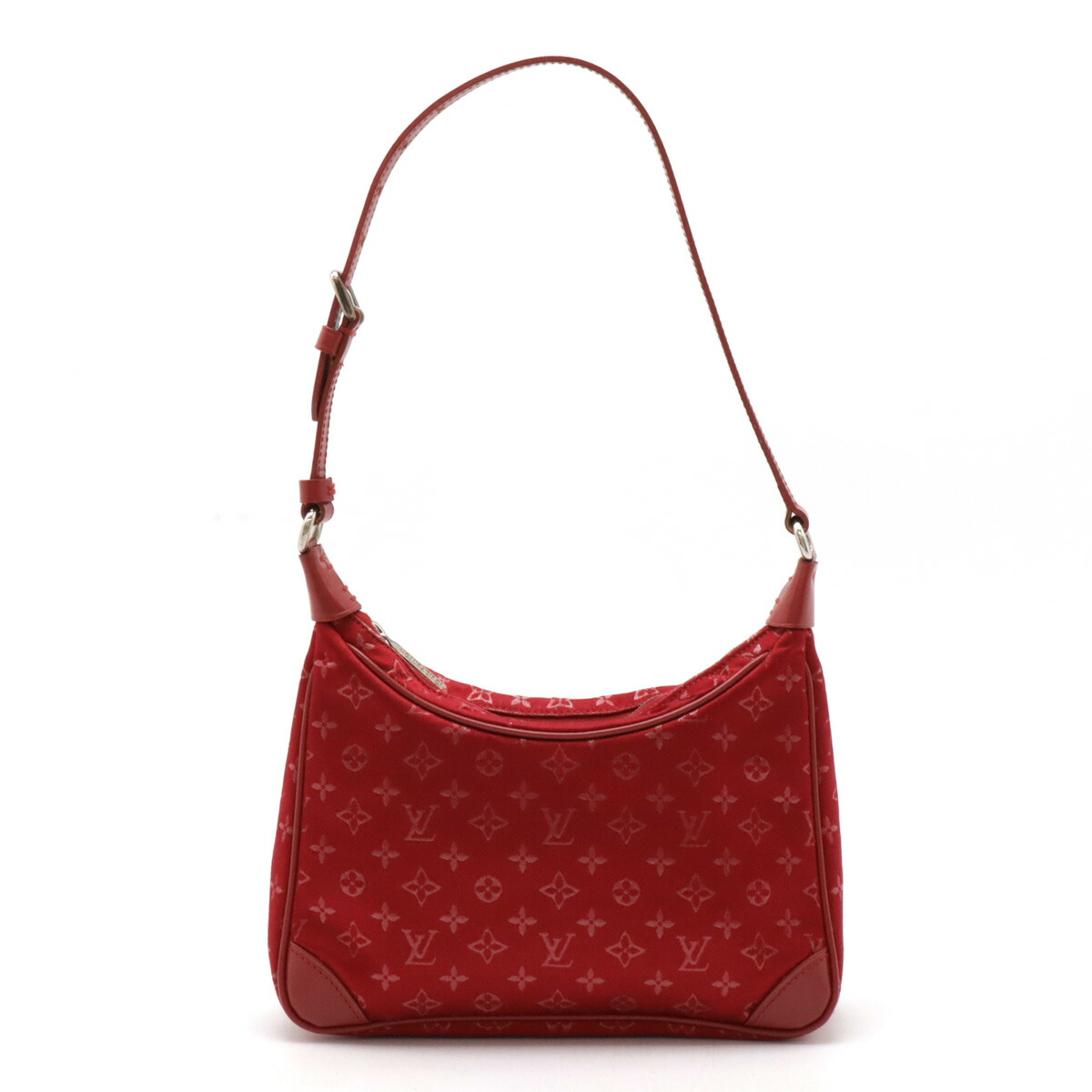 LOUIS VUITTON ルイ ヴィトン モノグラム繻子 リトルブローニュ 添え物合財袋 ミニハンドバック なめし革 頬べに 赤いこと M92351 【中古】