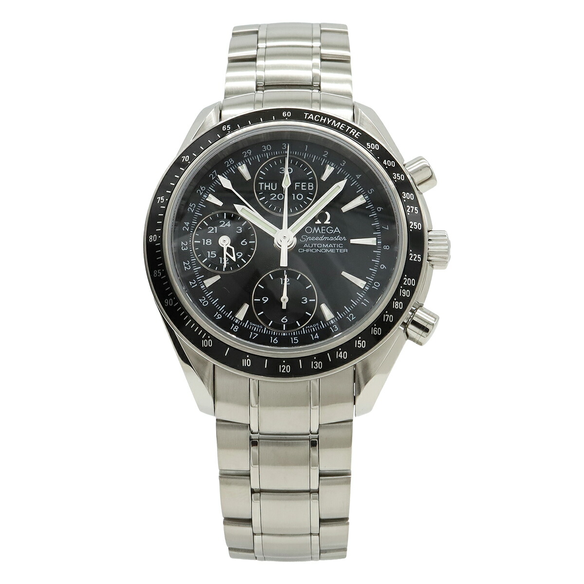 OMEGA ゼロ 素早さお師匠さん トリプル暦 クロノグラフ 黒いこと文字記号盤 メンズ オートマ ウオッチ 3220.50 【中古】