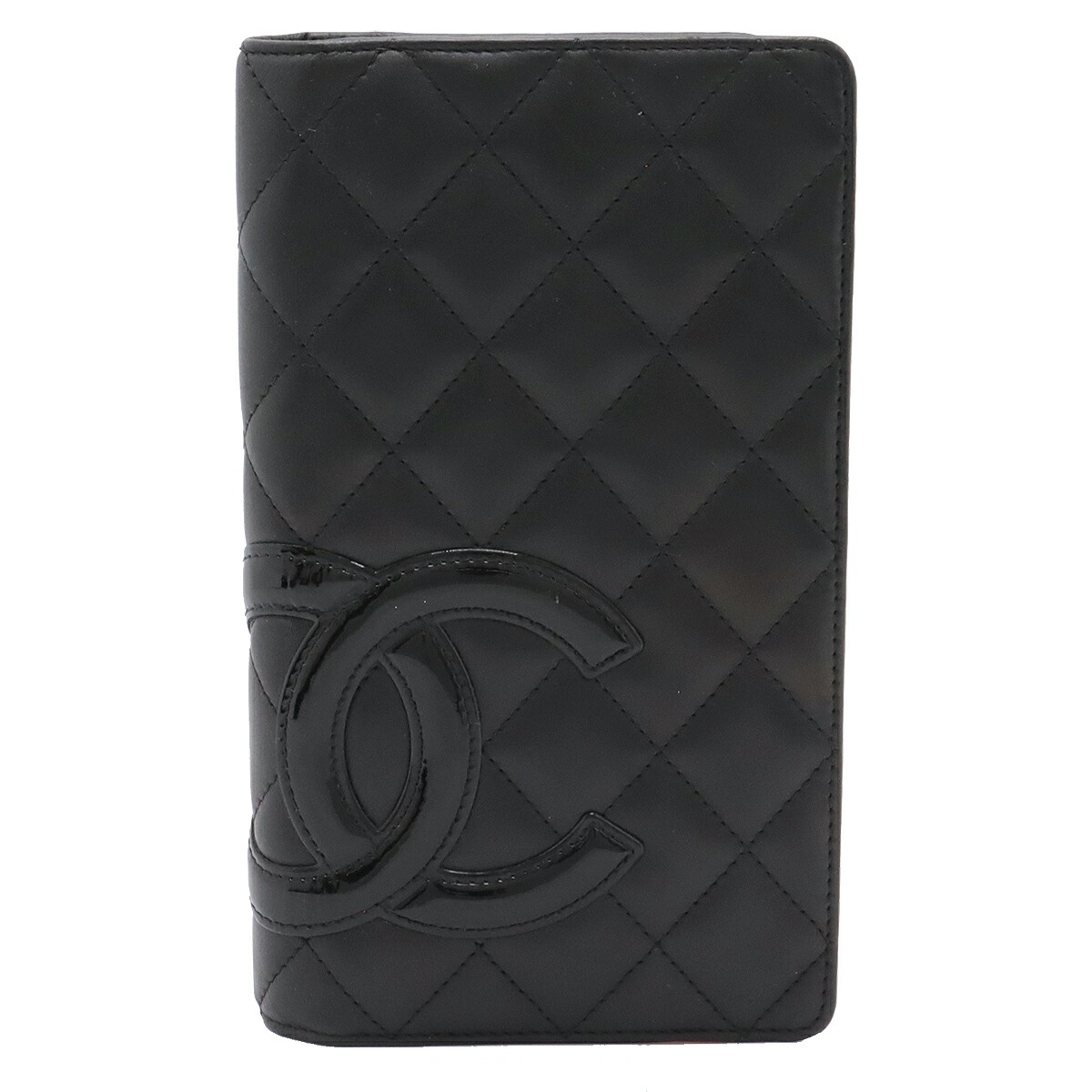 CHANEL アイコンシンボルチャームパテントレザーエナメル長財布　ブラック 箱付 CHANEL シャネル アイコン シンボルチャーム エナメル 長