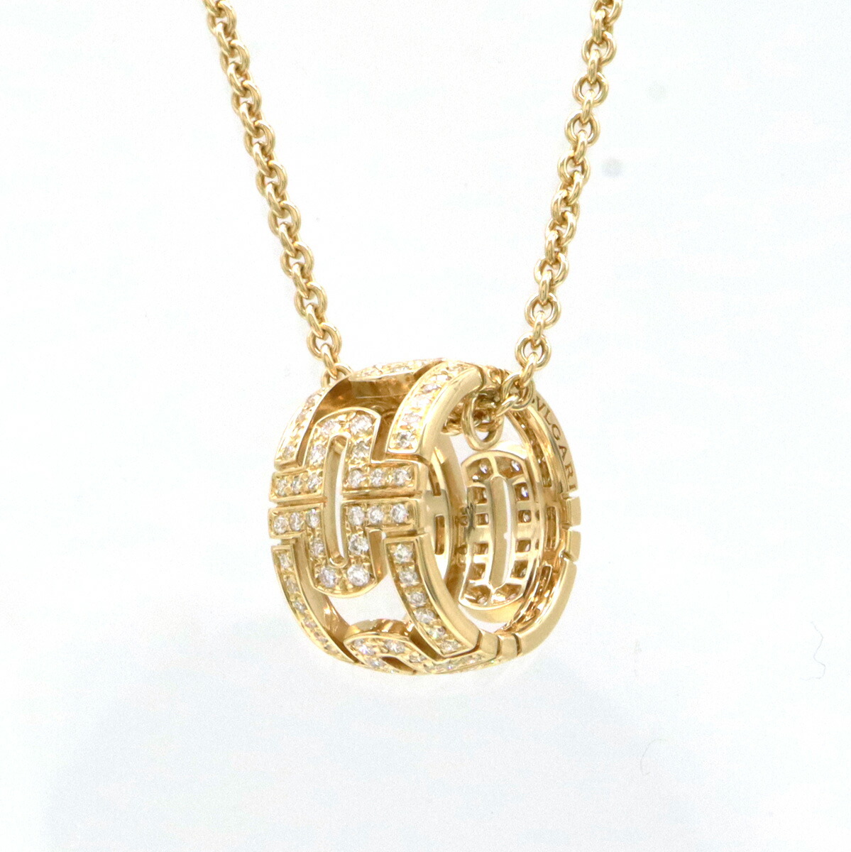BVLGARI ブルガリ パレンテシ ラウンド フルダイヤ ペンダント ネックレス K18YG 750YG イエローゴールド ダイヤモンド 【中古】|Blumin 店