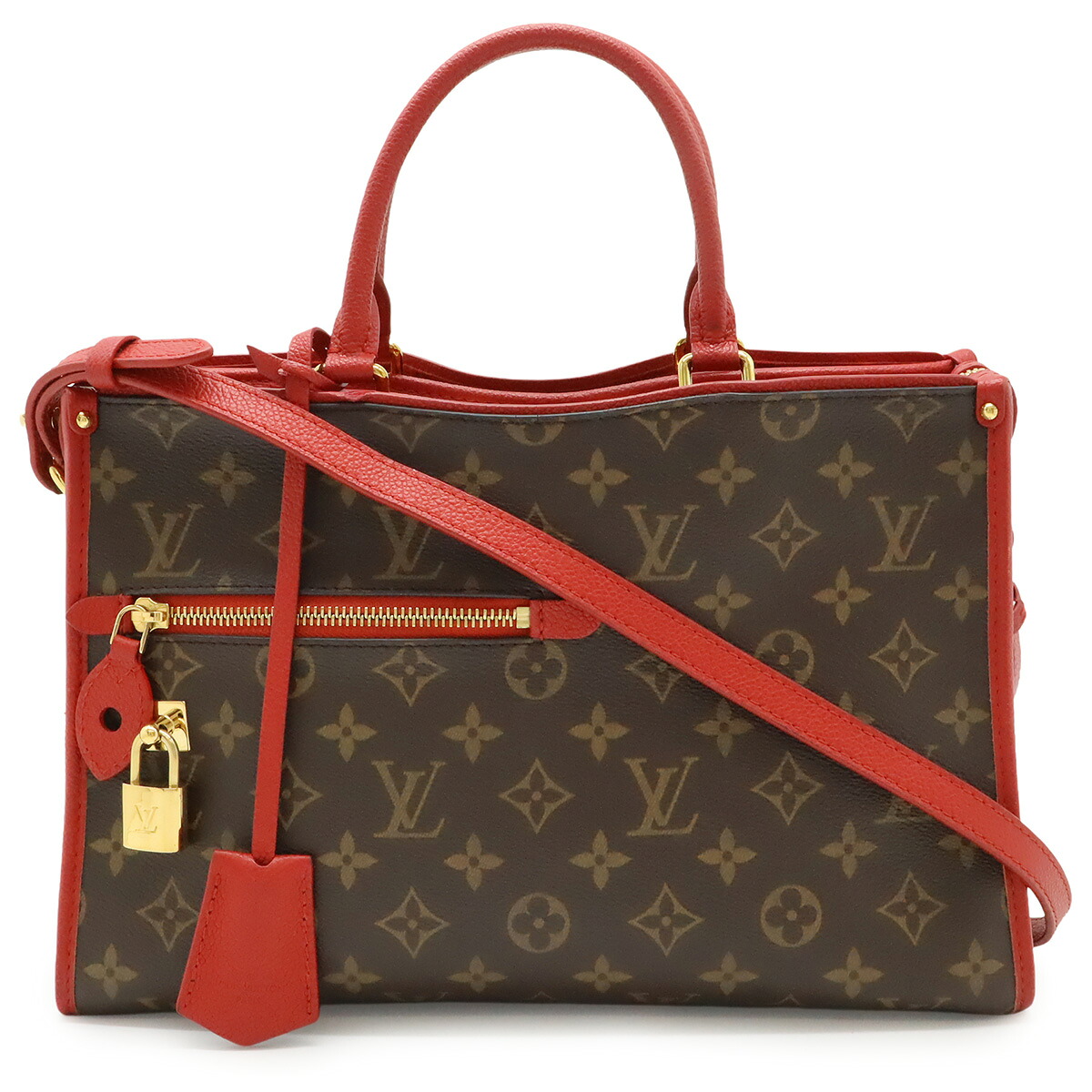LOUIS VUITTON ルイ ヴィトン モノグラム ポパンクールPM ハンドバッグ トートバッグ 2WAY ショルダーバッグ スリーズ 赤 レッド M43433 【中古】