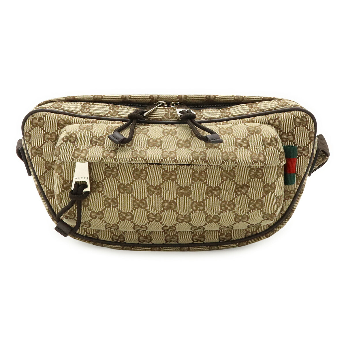 GUCCI グッチ GG帆布 ラージ スリングバッグ 上半身御徒面子 酉の方角御徒面子 曲がった掛け 帆布 ベージュ 暗然たる赤銅色 茶 802096 【中古】